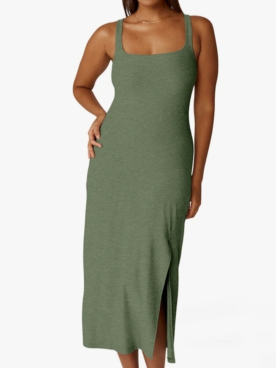Beyond Yoga Dresses & Skirts - Beyond Yoga Featherweight Olive Tank Maxi Dress